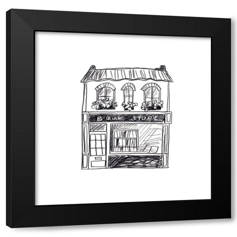 Shopfront Sketches I Black Modern Wood Framed Art Print with Double Matting by Vess, June Erica