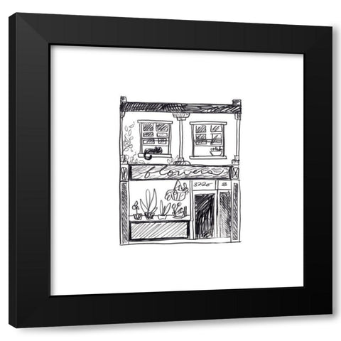 Shopfront Sketches IV Black Modern Wood Framed Art Print by Vess, June Erica