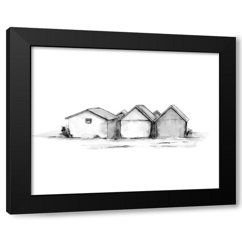 Fishing Huts I Black Modern Wood Framed Art Print with Double Matting by Caroline, Emma
