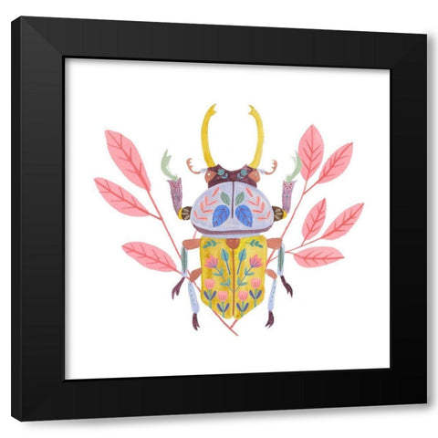 Floral Beetles II Black Modern Wood Framed Art Print by Wang, Melissa