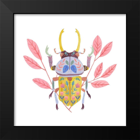 Floral Beetles II Black Modern Wood Framed Art Print by Wang, Melissa