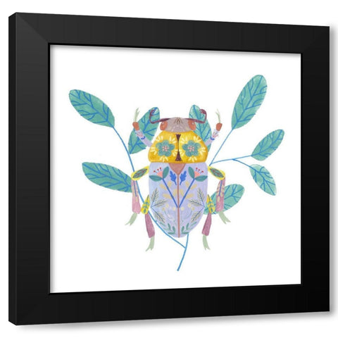 Floral Beetles III Black Modern Wood Framed Art Print by Wang, Melissa