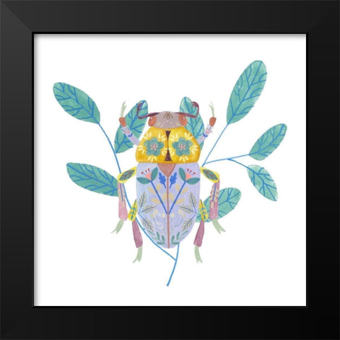 Floral Beetles III Black Modern Wood Framed Art Print by Wang, Melissa