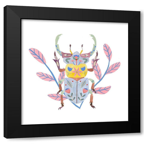 Floral Beetles IV Black Modern Wood Framed Art Print by Wang, Melissa