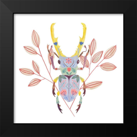 Floral Beetles V Black Modern Wood Framed Art Print by Wang, Melissa