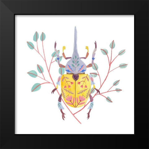 Floral Beetles VI Black Modern Wood Framed Art Print by Wang, Melissa