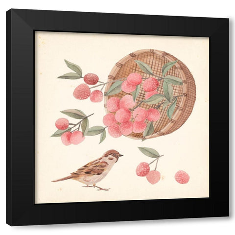 Basket with Fruit I Black Modern Wood Framed Art Print by Wang, Melissa