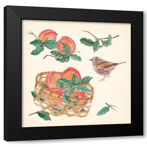 Basket with Fruit II Black Modern Wood Framed Art Print by Wang, Melissa