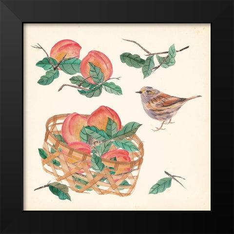 Basket with Fruit II Black Modern Wood Framed Art Print by Wang, Melissa