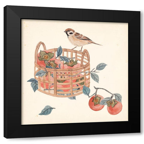 Basket with Fruit IV Black Modern Wood Framed Art Print by Wang, Melissa