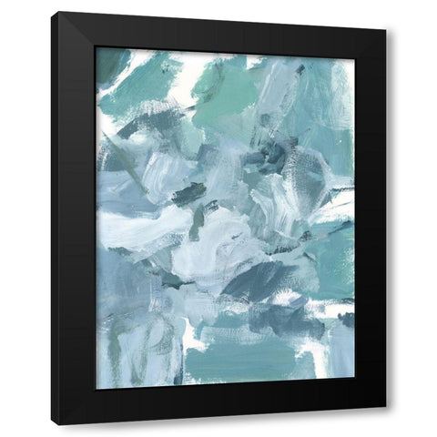Soft Teal II Black Modern Wood Framed Art Print with Double Matting by Long, Christina
