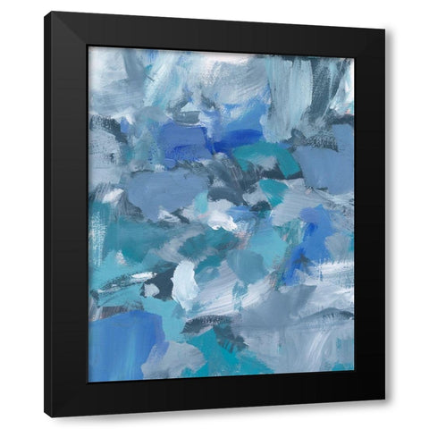 Deep Blue Hue II Black Modern Wood Framed Art Print with Double Matting by Long, Christina
