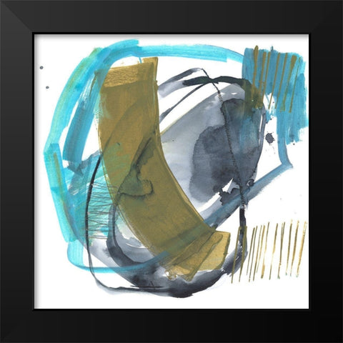 Olive and Blue Gesture I Black Modern Wood Framed Art Print by Goldberger, Jennifer