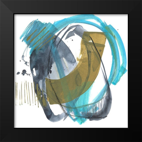 Olive and Blue Gesture II Black Modern Wood Framed Art Print by Goldberger, Jennifer