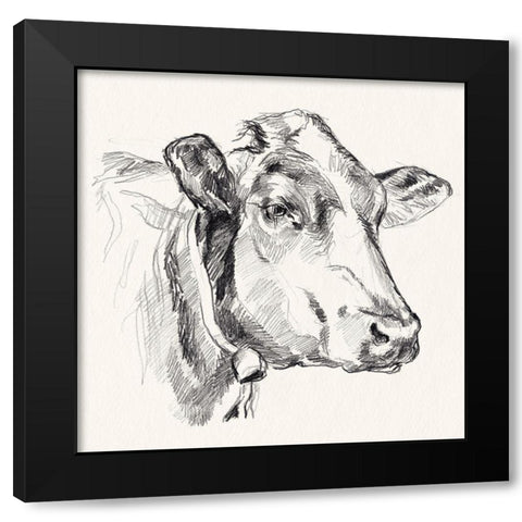 Holstein Portrait Sketch I Black Modern Wood Framed Art Print by Parker, Jennifer Paxton