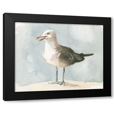Simple Seagull II Black Modern Wood Framed Art Print with Double Matting by Caroline, Emma