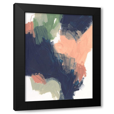 Indigo and Sienna Crescendo I Black Modern Wood Framed Art Print with Double Matting by Vess, June Erica