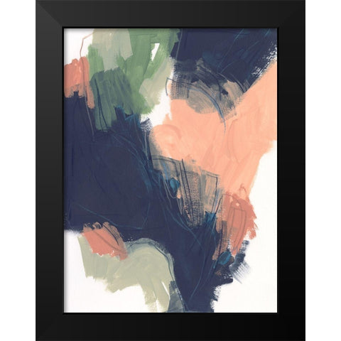 Indigo and Sienna Crescendo I Black Modern Wood Framed Art Print by Vess, June Erica