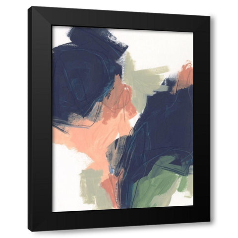 Indigo and Sienna Crescendo II Black Modern Wood Framed Art Print with Double Matting by Vess, June Erica