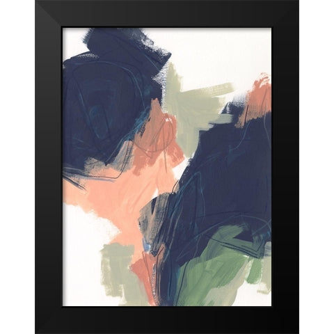 Indigo and Sienna Crescendo II Black Modern Wood Framed Art Print by Vess, June Erica