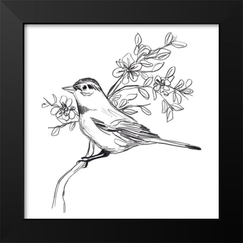 Simple Songbird Sketches III Black Modern Wood Framed Art Print by Vess, June Erica