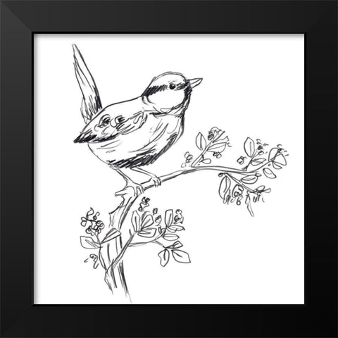 Simple Songbird Sketches IV Black Modern Wood Framed Art Print by Vess, June Erica