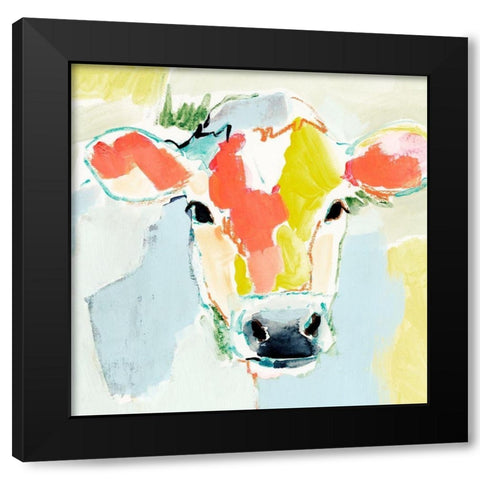 Pastel Cow I Black Modern Wood Framed Art Print by Barnes, Victoria