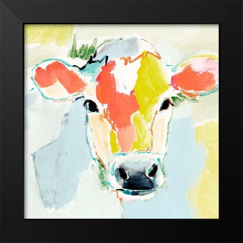 Pastel Cow I Black Modern Wood Framed Art Print by Barnes, Victoria