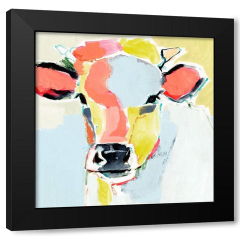 Pastel Cow II Black Modern Wood Framed Art Print by Barnes, Victoria