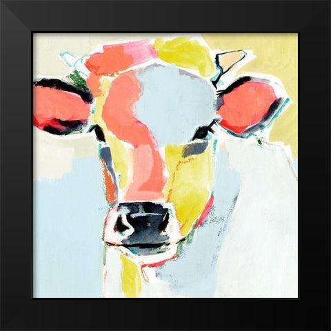 Pastel Cow II Black Modern Wood Framed Art Print by Barnes, Victoria