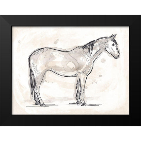 Vintage Equine Sketch II Black Modern Wood Framed Art Print by Vess, June Erica