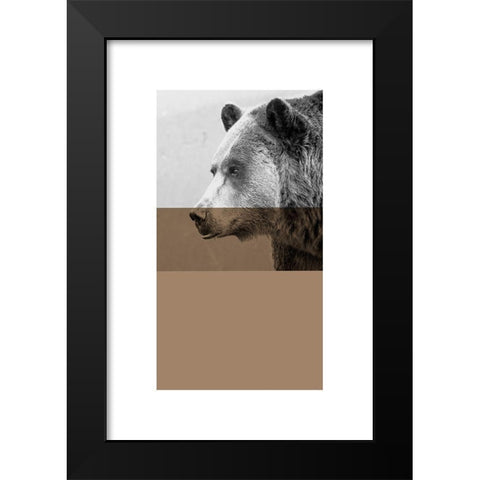 Geo Bear Black Modern Wood Framed Art Print by Jasper, Sisa