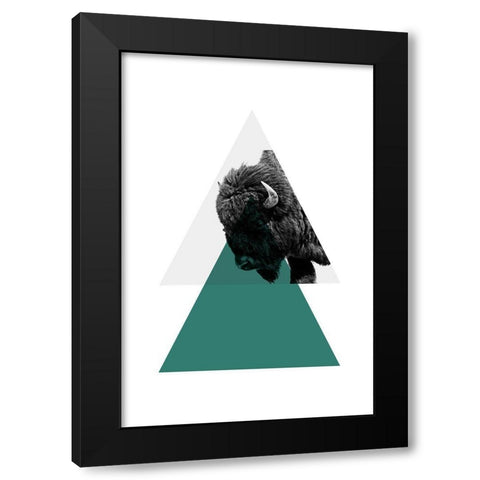 Geo Buffalo Black Modern Wood Framed Art Print by Jasper, Sisa