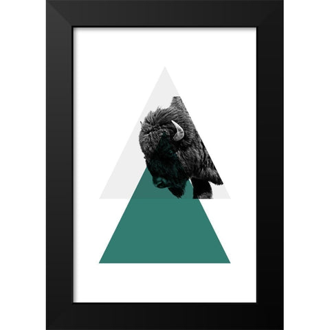 Geo Buffalo Black Modern Wood Framed Art Print by Jasper, Sisa
