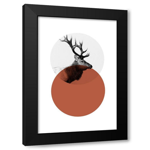 Geo Elk Black Modern Wood Framed Art Print with Double Matting by Jasper, Sisa