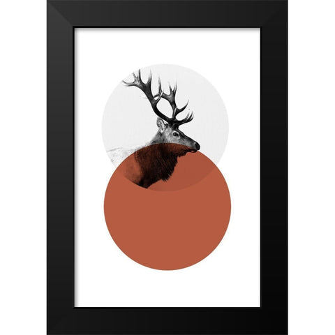 Geo Elk Black Modern Wood Framed Art Print by Jasper, Sisa