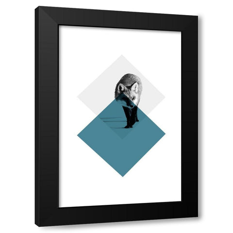 Geo Fox Black Modern Wood Framed Art Print with Double Matting by Jasper, Sisa