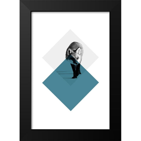 Geo Fox Black Modern Wood Framed Art Print by Jasper, Sisa
