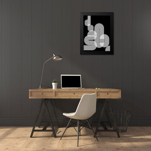 Graphic Black Shapes I Black Modern Wood Framed Art Print by Jasper, Sisa