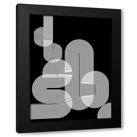 Graphic Black Shapes I Black Modern Wood Framed Art Print by Jasper, Sisa