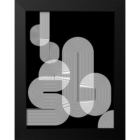 Graphic Black Shapes I Black Modern Wood Framed Art Print by Jasper, Sisa
