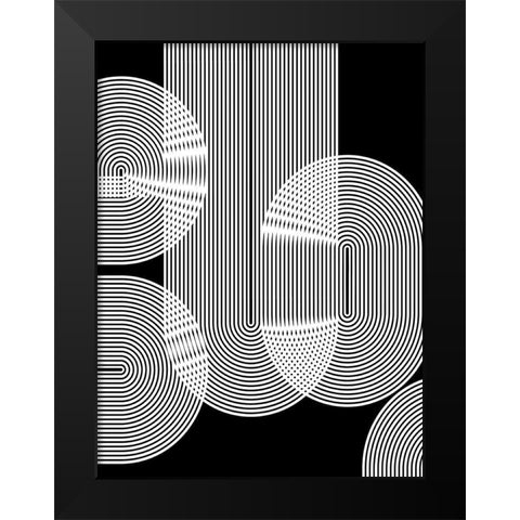 Graphic Black Shapes II Black Modern Wood Framed Art Print by Jasper, Sisa