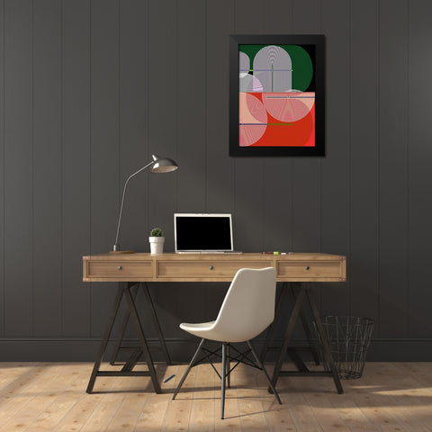 Graphic Colorful Shapes I Black Modern Wood Framed Art Print by Jasper, Sisa