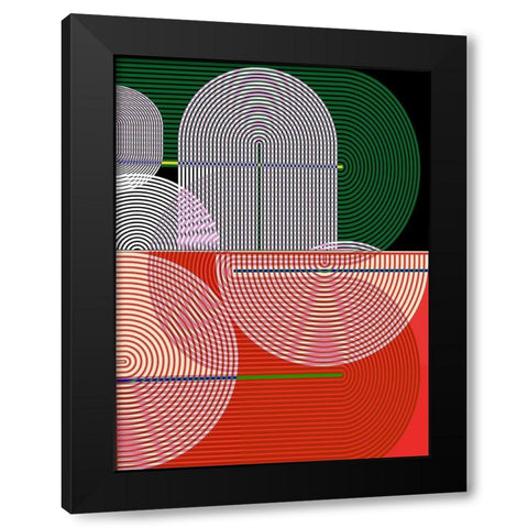 Graphic Colorful Shapes I Black Modern Wood Framed Art Print by Jasper, Sisa