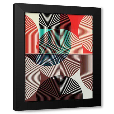 Graphic Colorful Shapes II Black Modern Wood Framed Art Print by Jasper, Sisa