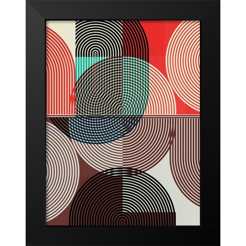 Graphic Colorful Shapes II Black Modern Wood Framed Art Print by Jasper, Sisa