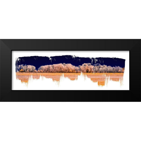 Treeline Panorama Black Modern Wood Framed Art Print by Jasper, Sisa