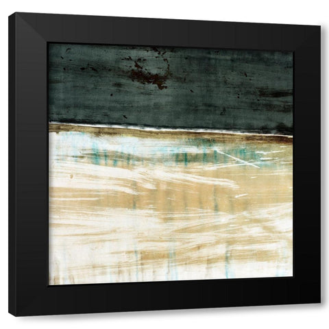 Green Horizon Black Modern Wood Framed Art Print by Jasper, Sisa