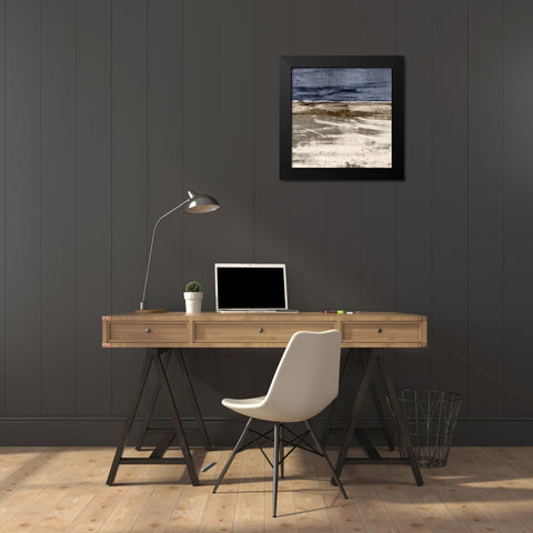 Grey Horizon Black Modern Wood Framed Art Print by Jasper, Sisa