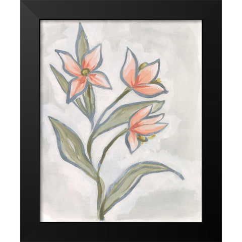 Petal Impasto I Black Modern Wood Framed Art Print by Vess, June Erica